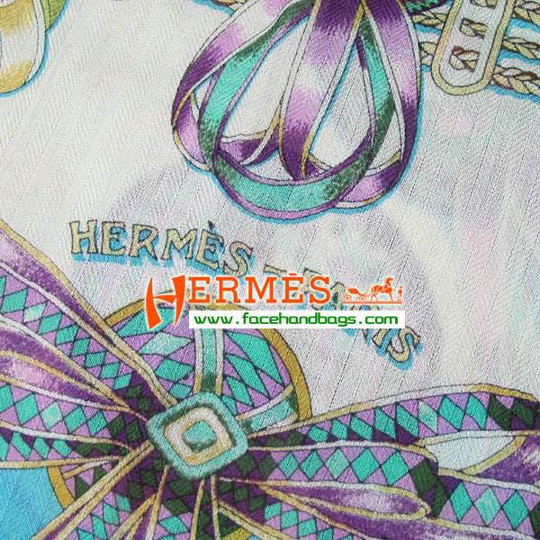Hermes Hand-Rolled Cashmere Square Scarf Light Blue HECASS 120 x 120